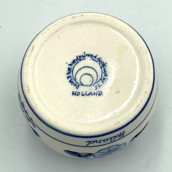 Delft Votive Candle Holder Blue & White Porcelain Hand Painted Windmill Hearts - Picture 5 of 5